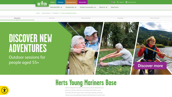 Screenshot of the Hertfordshire Young Mariners' Base website