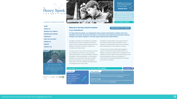 Screenshot of the The Henry Spink Foundation website