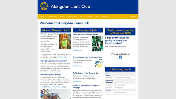 Screenshot of the Abingdon Lions Club Charitable Trust Fund website