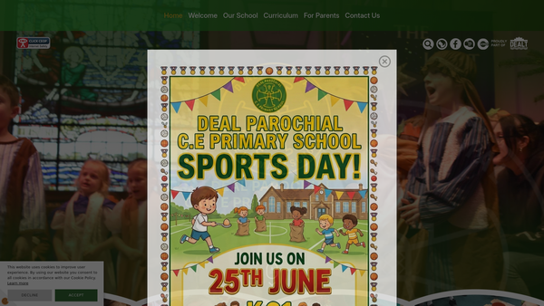 Screenshot of the Deal Parochial C.E. (Aided) School Parent Teacher And Friends Association website