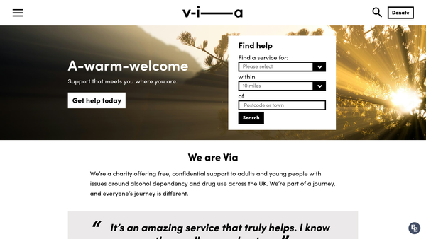 Screenshot of the Via Residential Ltd website