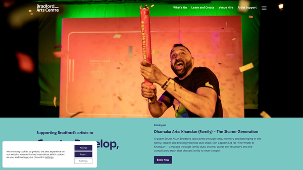 Screenshot of the Bradford Arts Centre Ltd website