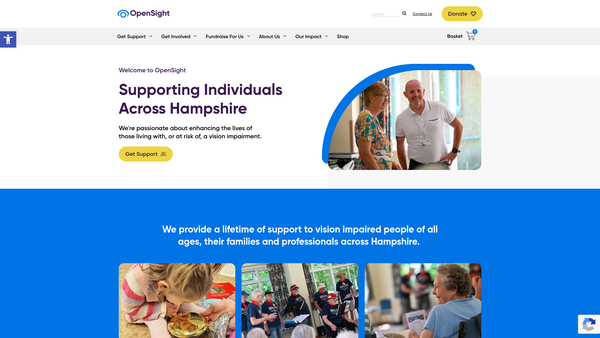 Screenshot of the Hampshire Association For The Care Of The Blind website