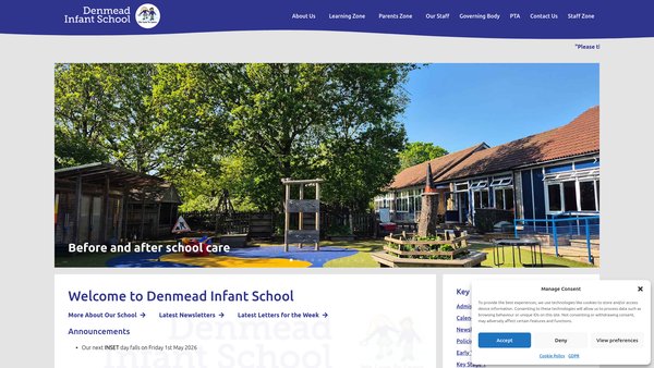 Screenshot of the Denmead Infant School Parent Teacher Association website