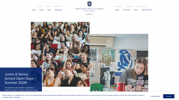 Screenshot of the Notting Hill And Ealing High School Parents' Guild website
