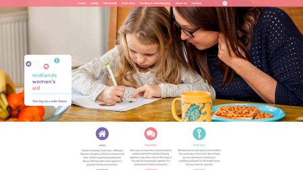 Screenshot of the Midlands Women's Aid website