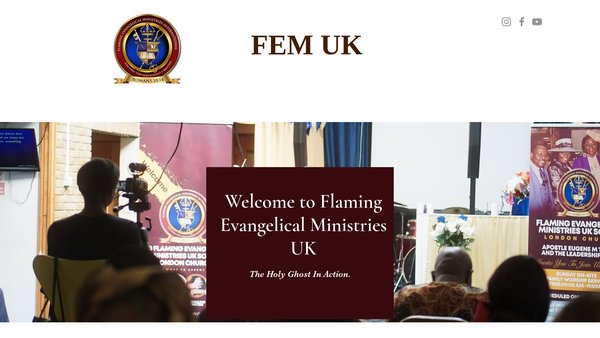 Screenshot of the Flaming Evangelical Ministries U.K. website