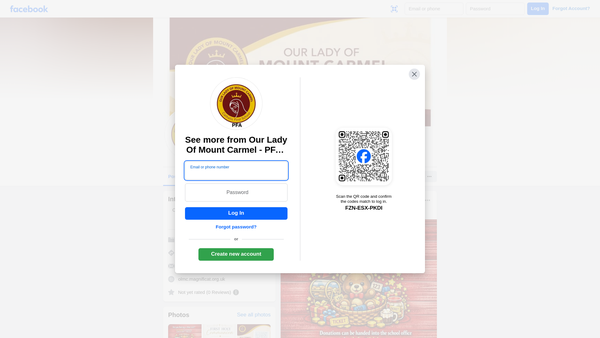 Screenshot of the Mount Carmel Parents And Friends Association website
