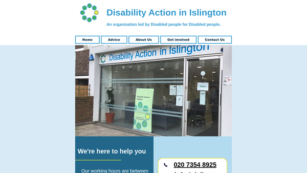Screenshot of the Disability Action In Islington website