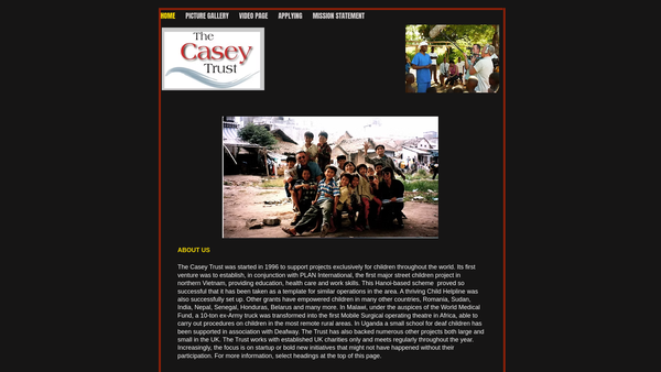 Screenshot of the The Casey Trust website