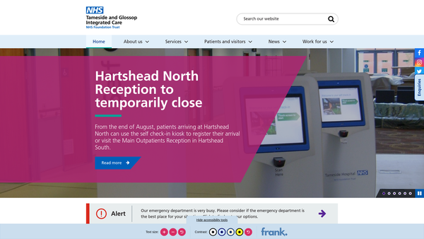 Screenshot of the Tameside And Glossop Integrated Care NHS Foundation Trust Charitable Fund website