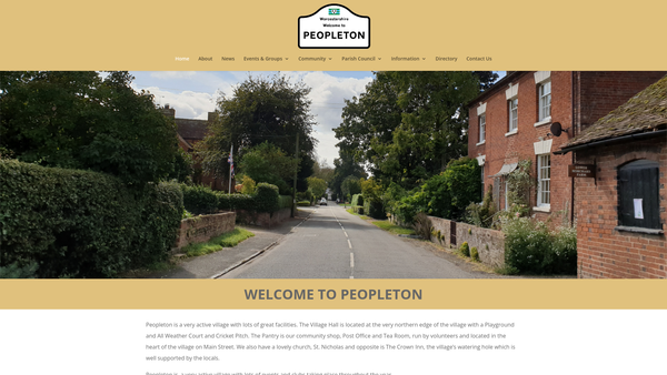 Screenshot of the The Peopleton Village Recreation Trust website