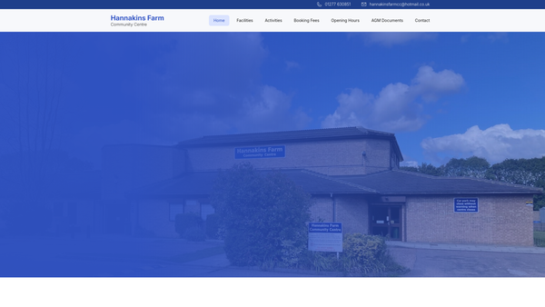 Screenshot of the West Billericay Community Association Limited website