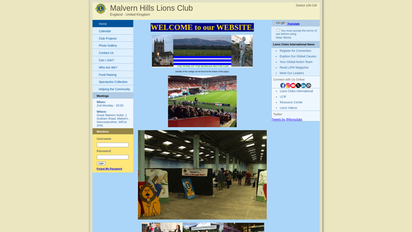 Screenshot of the Malvern Hills Lions Club Charitable Trust Fund website