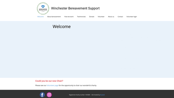 Screenshot of the Winchester Bereavement Support website