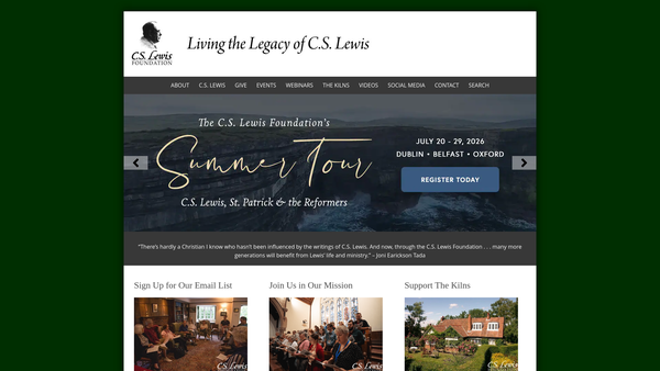 Screenshot of the The C S Lewis Foundation (UK) website