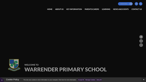 Screenshot of the Warrender School Parent Teacher Association website