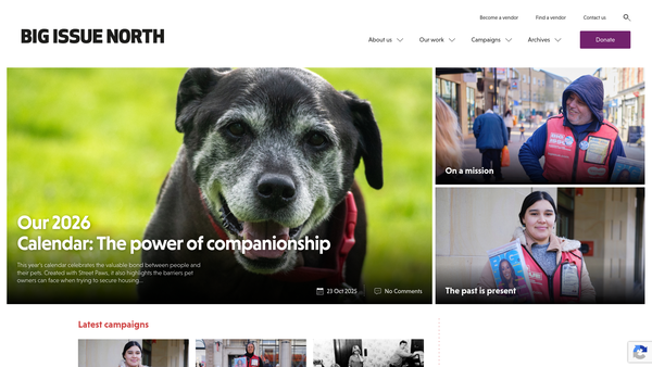 Screenshot of the Big Issue North Trust Ltd website