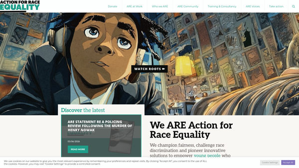 Screenshot of the Action For Race Equality website