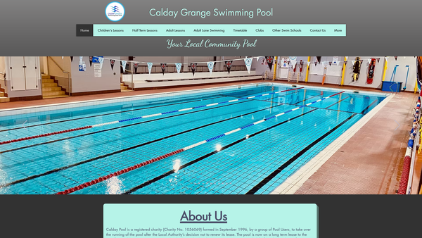 Screenshot of the Calday Grange Swimming Pool Trust website