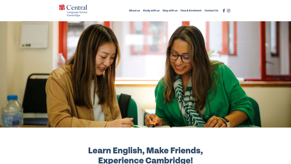 Screenshot of the Central Language School, Cambridge website