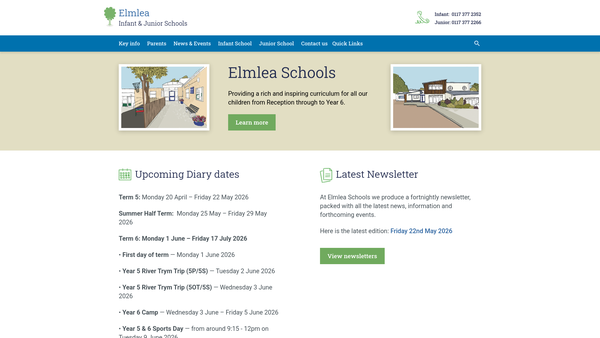 Screenshot of the Elmlea Schools' Trust Association website
