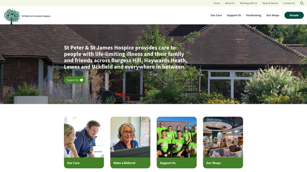 Screenshot of the The St Peter And St James Charitable Trust website