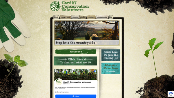 Screenshot of the Cardiff Conservation Volunteers website