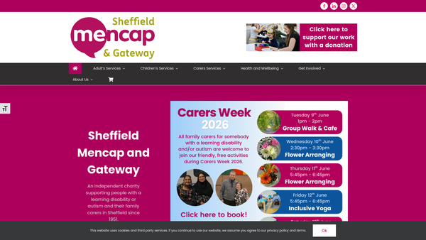 Screenshot of the Sheffield Mencap website