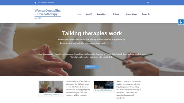 Screenshot of the Wessex Counselling Service website