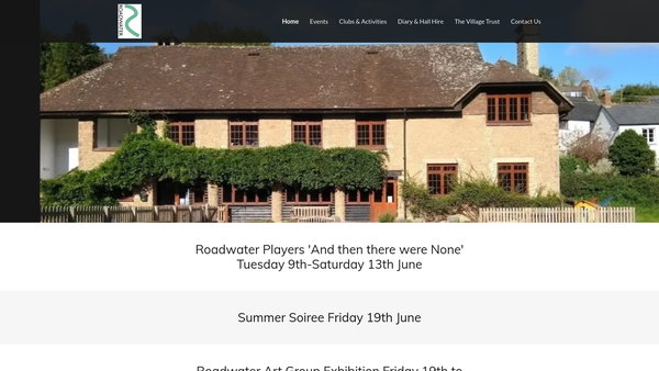 Screenshot of the Roadwater Recreation Ground And Village Hall website