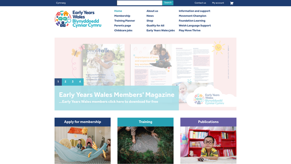 Screenshot of the Early Years Wales 2018 website