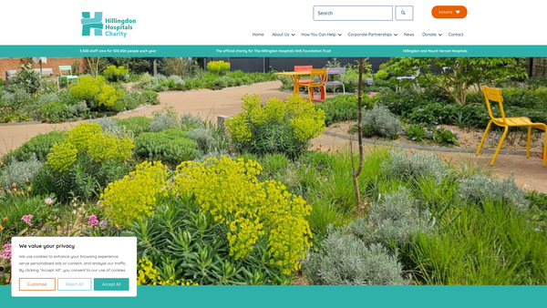 Screenshot of the Hillingdon Hospitals Charity website