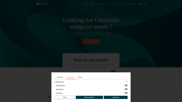 Screenshot of the Praise Trust website