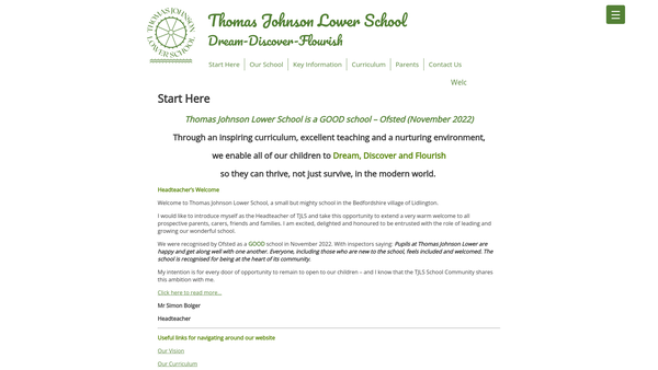 Screenshot of the Thomas Johnson Lower School Parent Teacher And Friends Association website