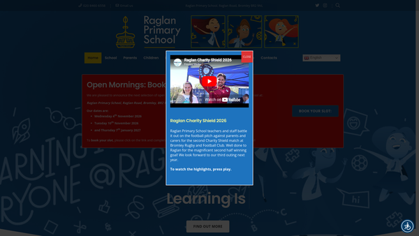 Screenshot of the Raglan Primary School Voluntary Fund website