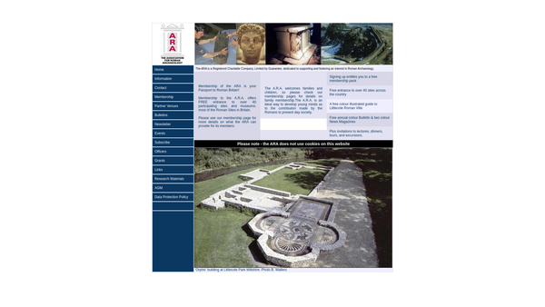 Screenshot of the The Association For Roman Archaeology Limited website