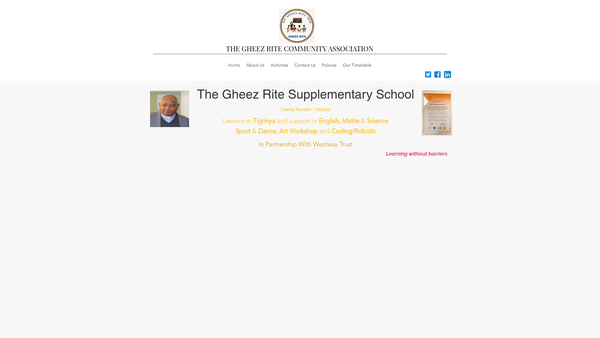 Screenshot of the The Gheez Rite Community Association website