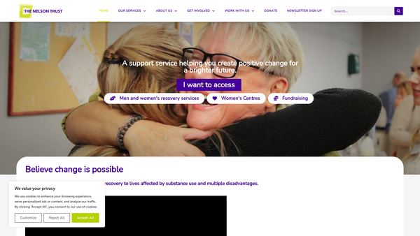 Screenshot of the The Nelson Trust website