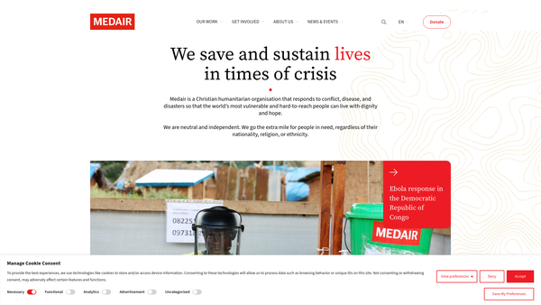 Screenshot of the Medair UK website
