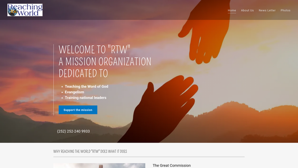 Screenshot of the Reaching The World Trust website