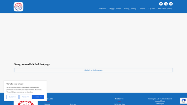 Screenshot of the Friends Of Pocklington Church Of England (VC) Infants School website