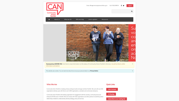 Screenshot of the Community Action Norfolk website