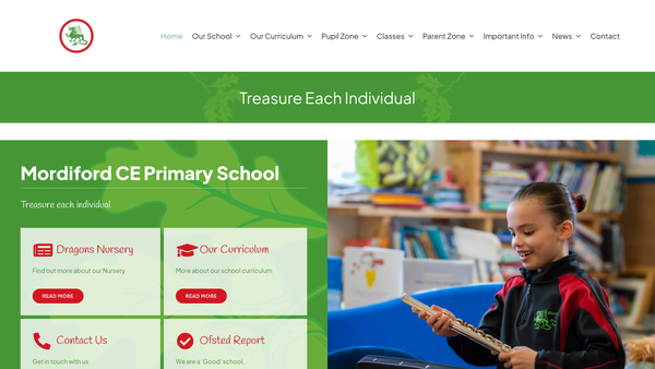 Screenshot of the Mordiford Parent Teacher And Friends Association website