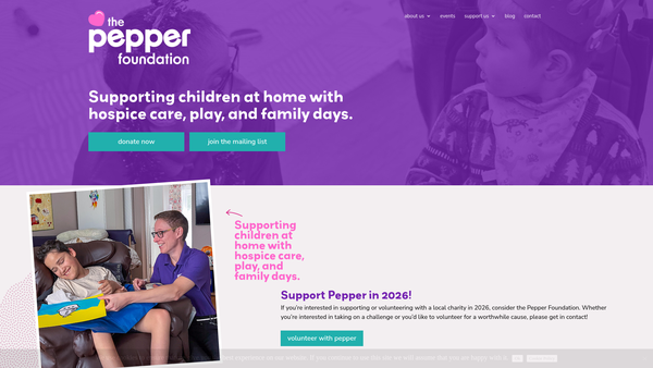 Screenshot of the The Pepper Foundation website