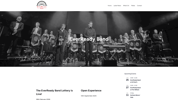 Screenshot of the The Reg Vardy Band website