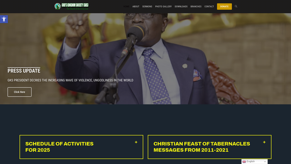 Screenshot of the God's Kingdom Society (Church) website