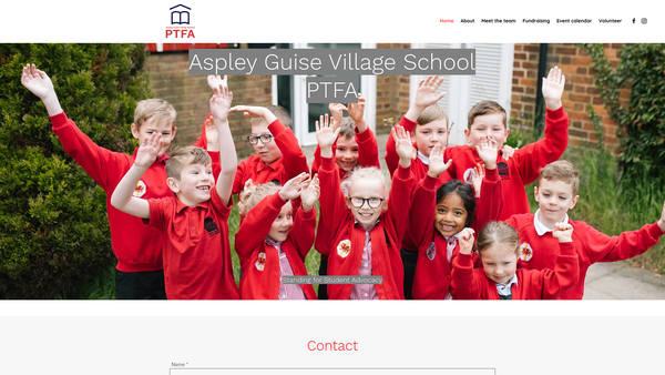 Screenshot of the Aspley Guise Village School Parent/Teacher/Friend Association website