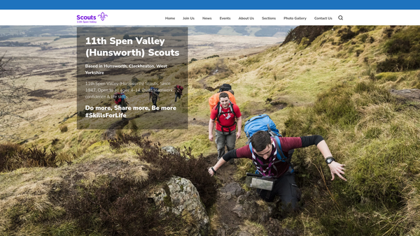 Screenshot of the 11th Spen Valley Scout Group website