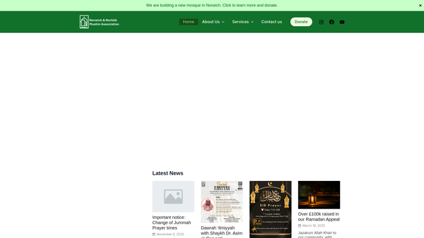 Screenshot of the Norwich And Norfolk Muslim Association website